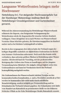Bergedorfer Zeitung 29.10.13 - Langsame Wetterfronten bringen mehr Hochwasser